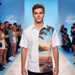 REF: C2  - CAMISA HOMBRE PINTADA ATARDECER  TALLA  M
